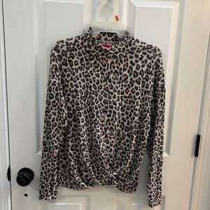 Jennifer Lopez Leopard Print Twist Front Blouse
